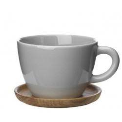 Puodelis su medine lėkštute pilkas 0.5 L, IITTALA